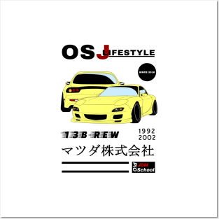 RX-7 [FD] (Yellow) OSJ LifeStyle Posters and Art